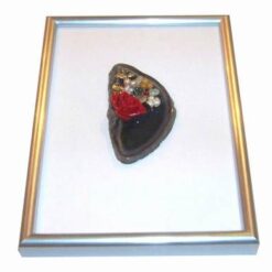 Tablou cu geoda naturala de agat, trandafir din coral Tablou cu geoda naturala de agat, trandafir din coral