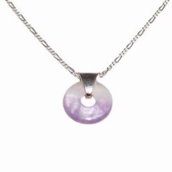 Pandantiv din ametist in montura de argint,  pe lant