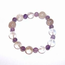 Bratara cu sfere de ametist si cristal de stanca