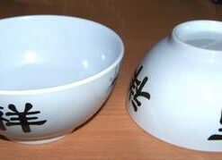 Set de 2 boluri Feng Shui cu ideograme de bun augur