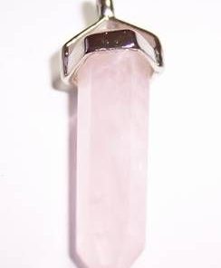 Pandantiv din cristal de cuart roz - Merkaba - ARGINTAT
