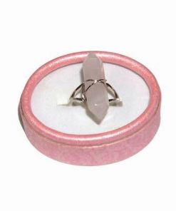 Inel reglabil din metal nobil cu cristal de cuart roz