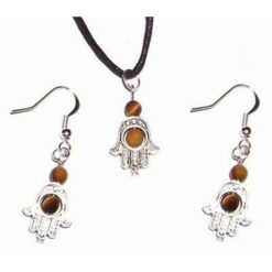 Set din metal cu cristale de ochi de tigru