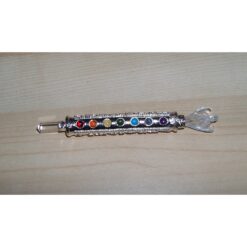 Bagheta celor 7 chakre argintata si cristal de stanca