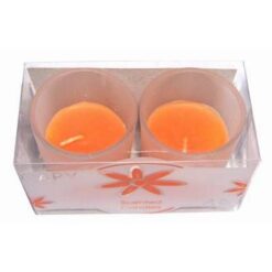 Set de 2 lumanari in pahare de sticla mata - orange