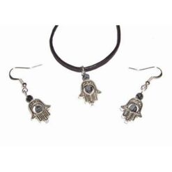 Set din metal cu cristale de obsidian