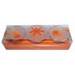 Set Feng Shui cu 3 pahare si 3 lumanari orange