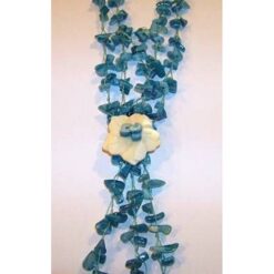 Colier din agat blue cu floare din scoica marina