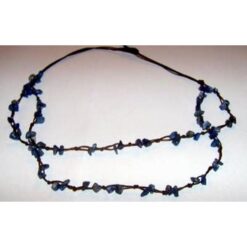Colier din lapis lazuli pe siret maro