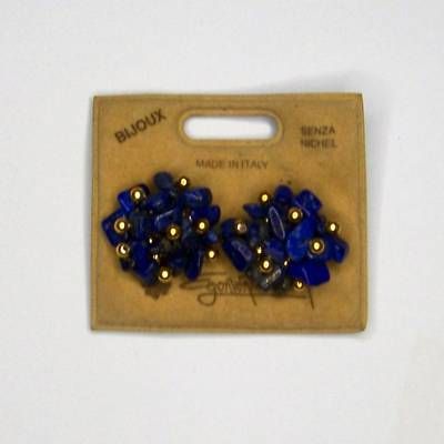Cercei clips cu lapis lazuli si accesorii auri