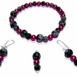 Bratara din obsidian pe elastic