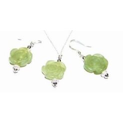 Set fantezie din jad verde si perle - unicat!
