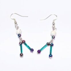 Cercei cu cristale de howlit si tortita din argint