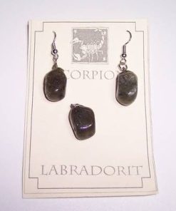Cercei din metal nobil cu cristale de labradorit