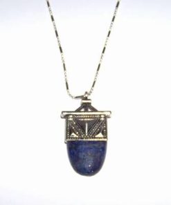 Colier din metal nobil cu cristal de lapis lazuli