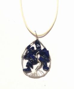 Colier din lapis lazuli pe siret maro