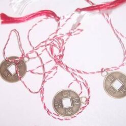 Brosa Trandafir rosu cu snur de Martisor