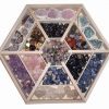 Suport hexagonal din lemn cu mix de cristale