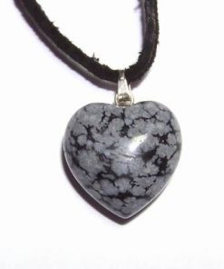 Pandantiv din obsidian - Inima - pe siret negru