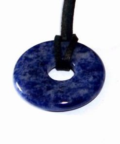 Pandantiv din lapis lazuli, pe siret negru Piatra Pi