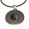 Talisman unisex din inox, cu Yin - Yang pe siret din cauciuc