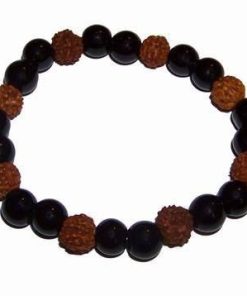 Bratara din Rudraksha, pe elastic, cu onix