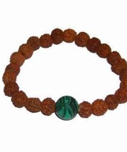 Bratara din Rudraksha, pe elastic, cu onix