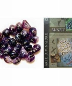 Set de rune din ametist si carte cadou