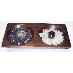Set de cristale Yin Yang, in suport de lemn