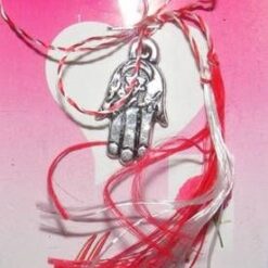 Brosa Trandafir rosu cu snur de Martisor